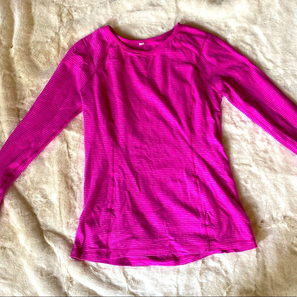 Lulu lemon sz 10 pink striped running top